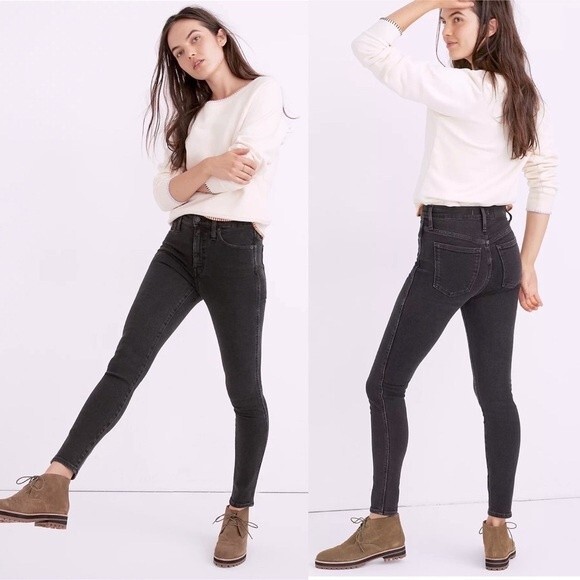 Madewell Denim - Madewell 10" High Rise Waisted Skinny Jeans Dark Gray / Washed Black 27  J0283